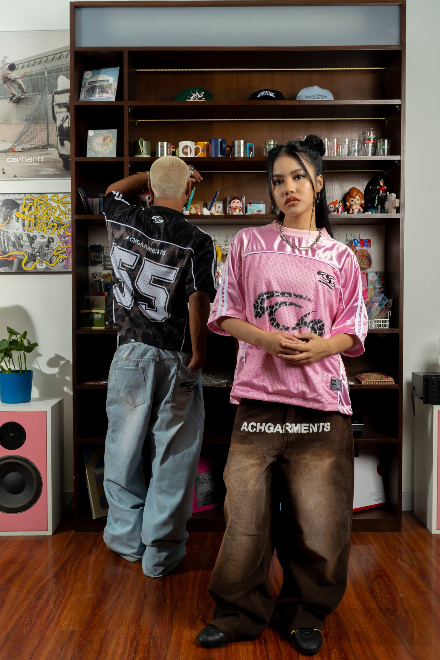 MESH JERSEY LEOPARD—       Pink & Black