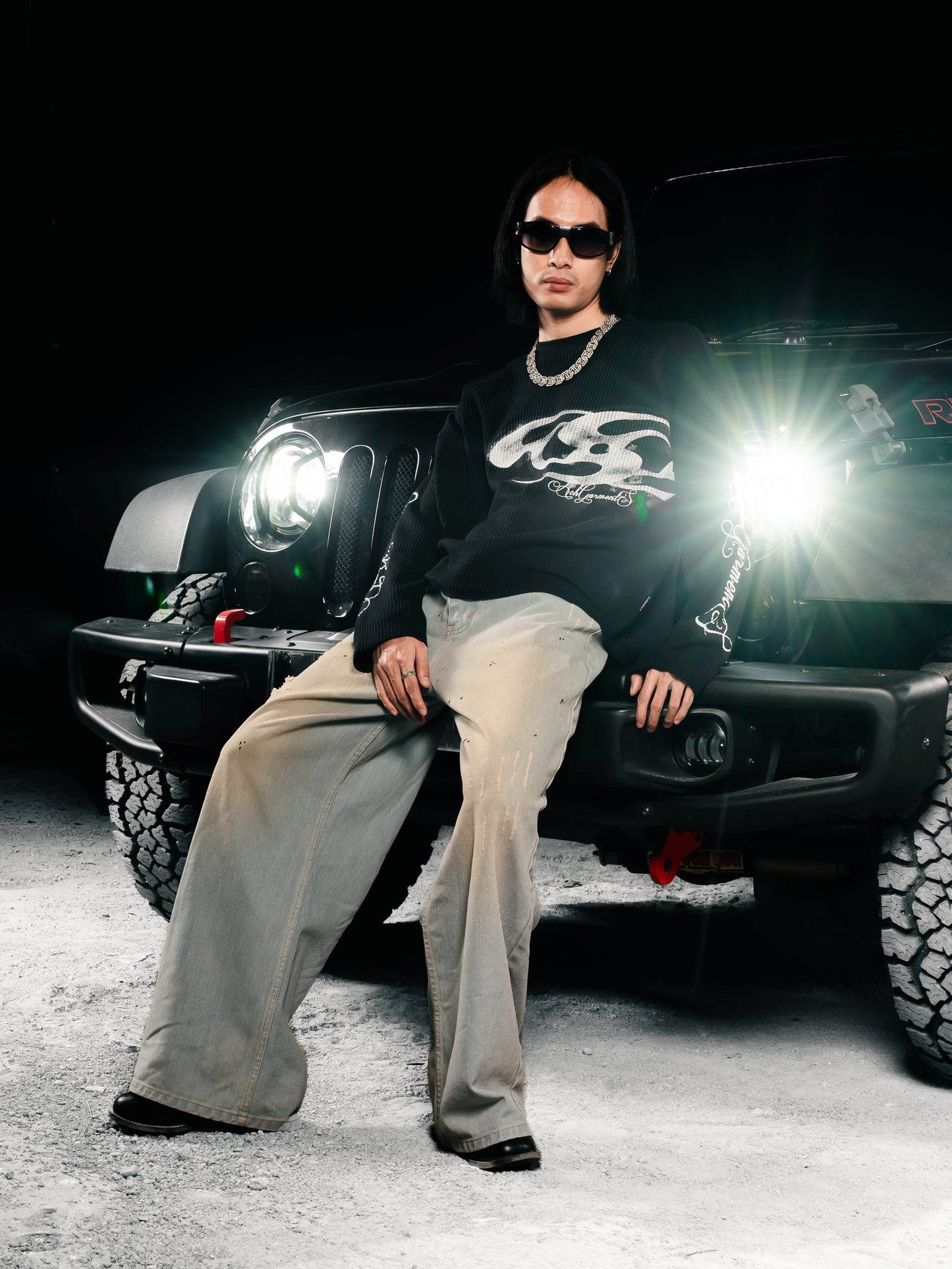 Waffle Tee black/Brown