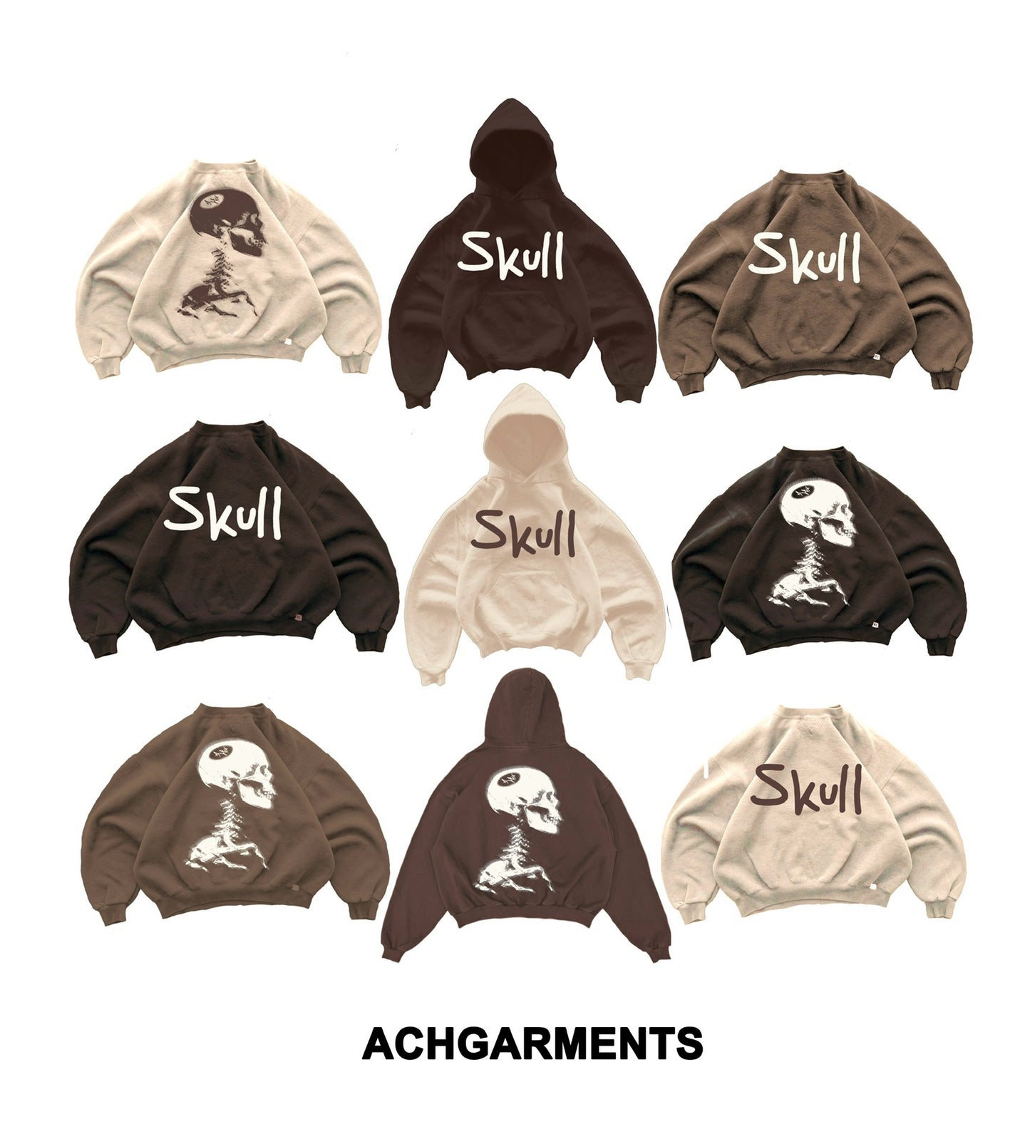 HOODIE SKULL (BROWN) ACHGARMENTS